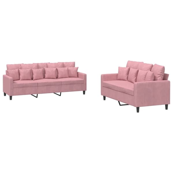 Soffgrupp med dynor 2 delar rosa sammet