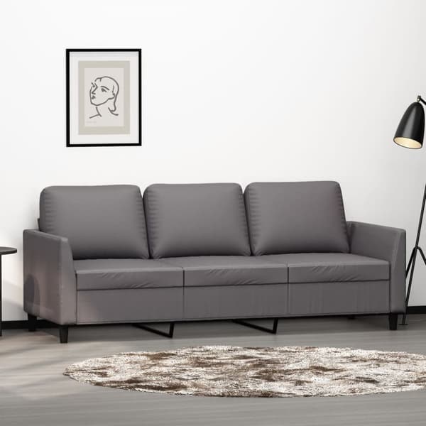 3-sitssoffa grå 180 cm konstläder