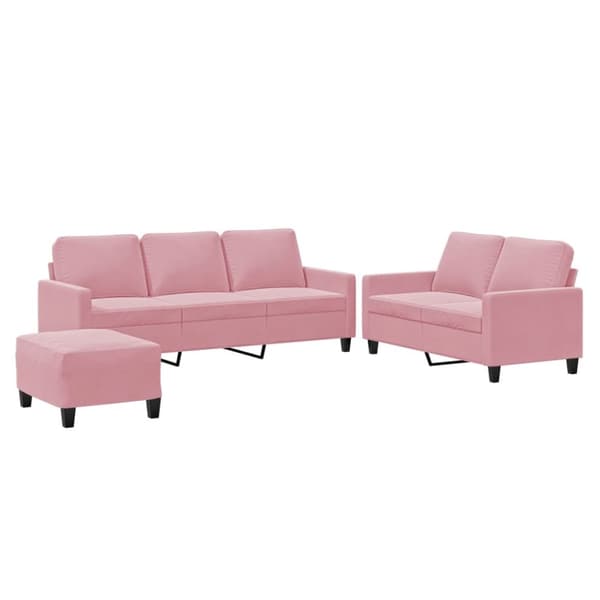 Soffgrupp med dynor 3 delar rosa sammet