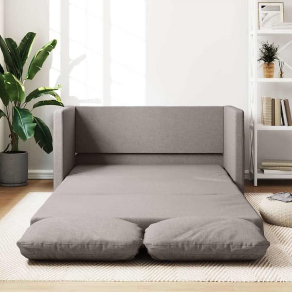 Golvbäddsoffa 2-i-1 taupe 112x174x55 cm tyg