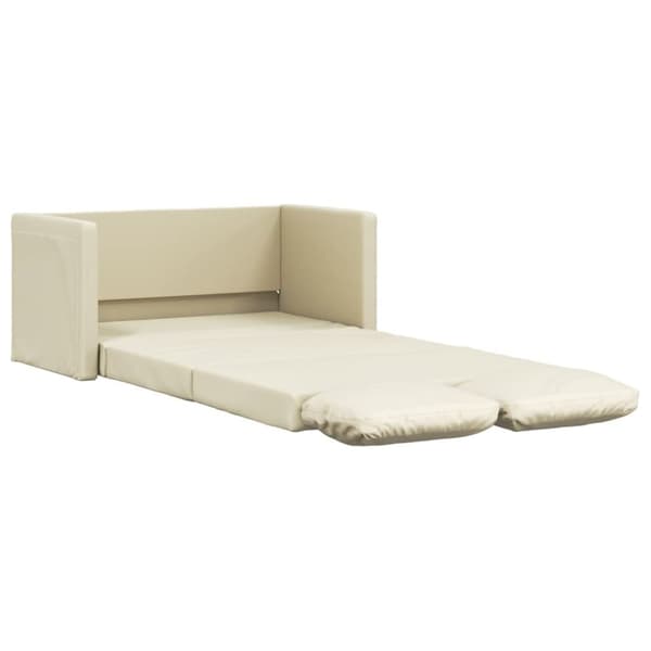 Golvbäddsoffa 2-i-1 gräddvit 112x174x55 cm konstläder