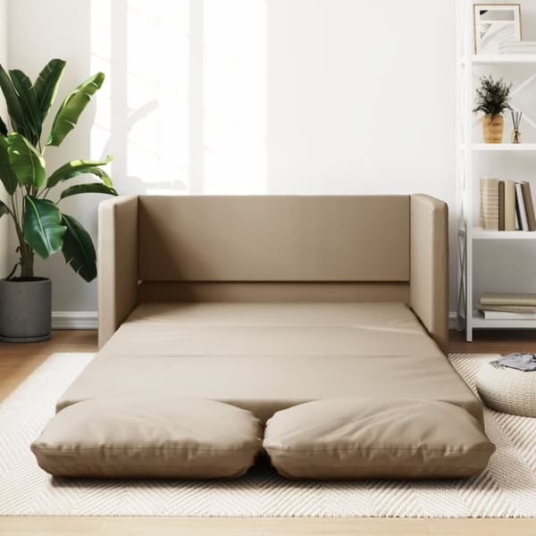 Golvbäddsoffa 2-i-1 cappuccino 112x174x55 cm konstläder