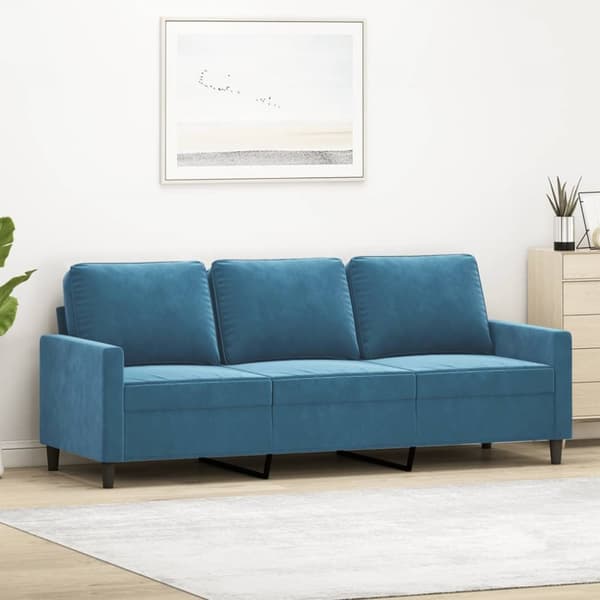 3-sitssoffa blå 180 cm sammet