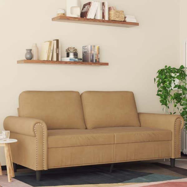 Soffa 2-sits brun 140 cm sammet