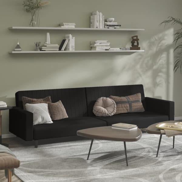 Bäddsoffa 2-sits svart sammet