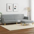 Miniatyrbild 1 av 2: Bäddsoffa 2-sits med fotpall ljusgrå tyg