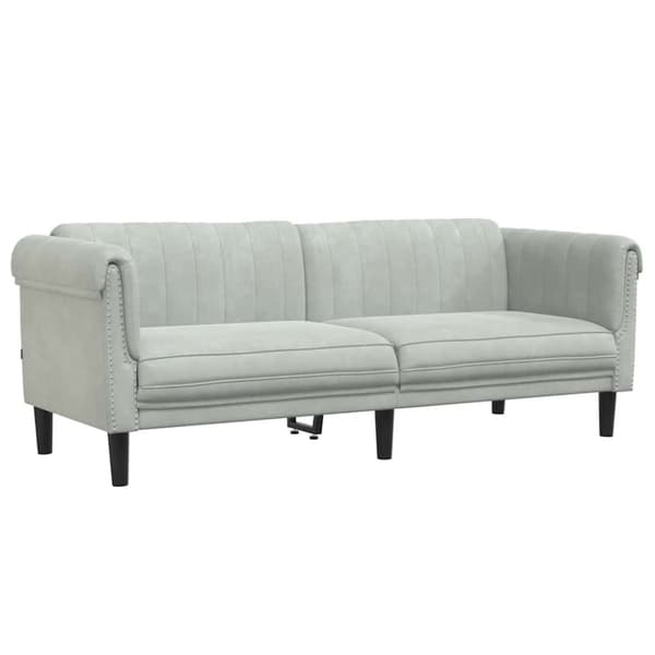 Soffa 3-sits ljusgrå sammet