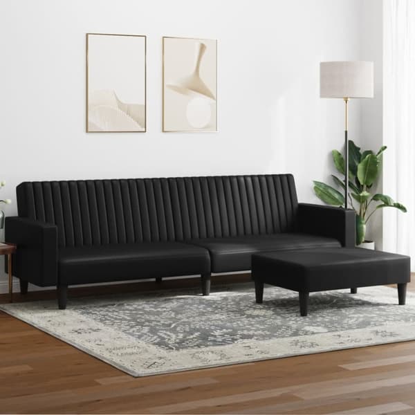 Soffgrupp 2 delar svart konstläder