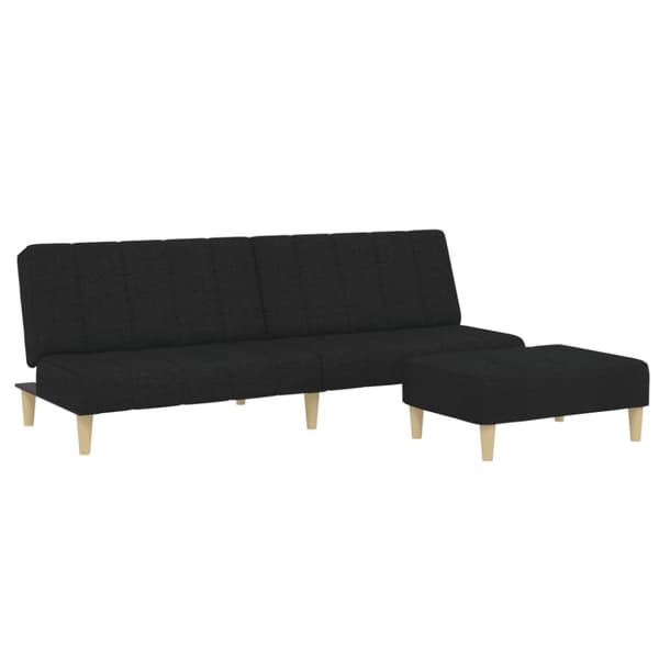 Bäddsoffa 2-sits med fotpall svart tyg