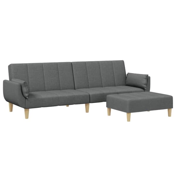 Bäddsoffa 2-sits med fotpall mörkgrå tyg