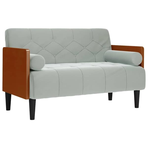 Loveseat soffa med bolsterdynor ljusgrå 110 cm sammet