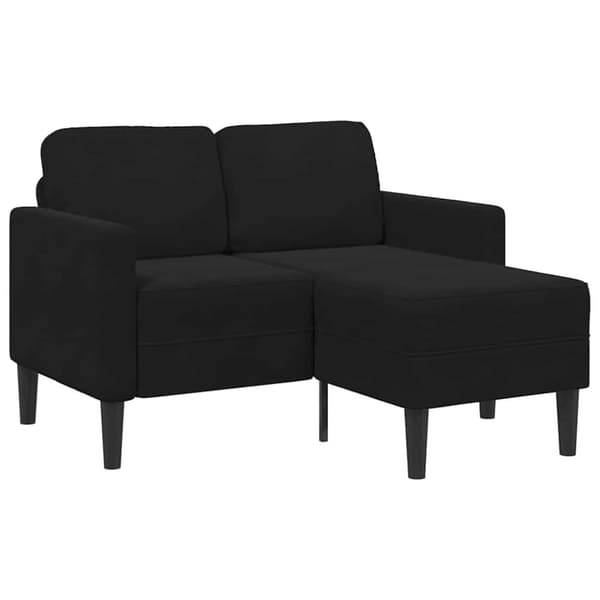 2-sitssoffa med schäslong L-formad svart 125 cm sammet