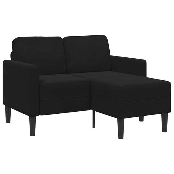 2-sitssoffa med schäslong L-formad svart 125 cm sammet