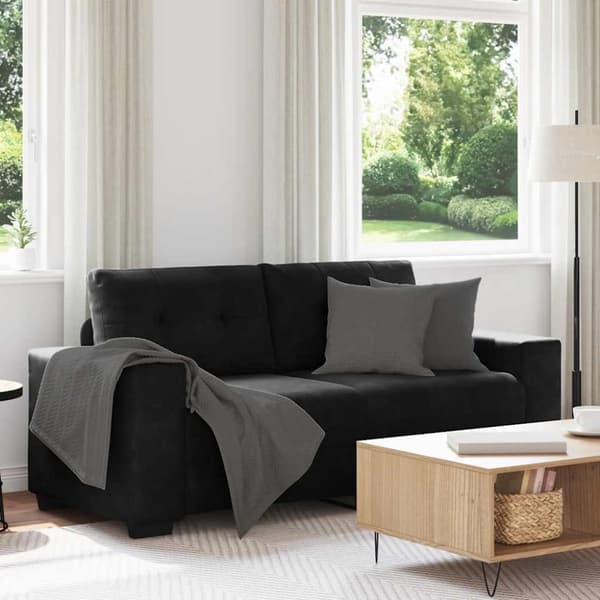 Loveseat soffa svart 140 cm sammet