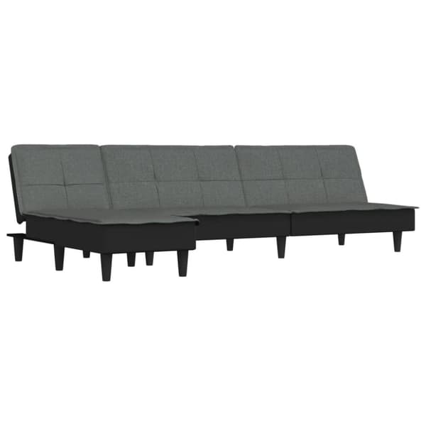 L-formad soffa mörkgrå 255x140x70 cm tyg