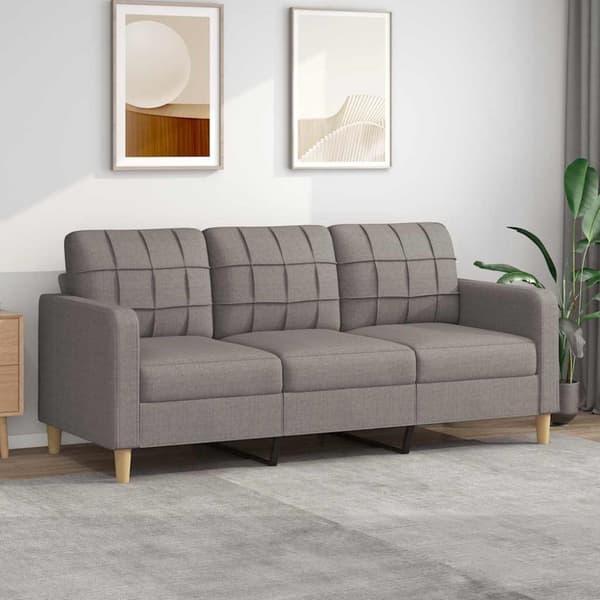 3-sitssoffa taupe 180 cm tyg