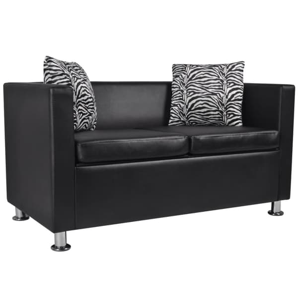 Soffa 2-sits konstläder svart