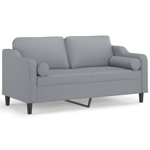 2-sits soffa med prydnadskuddar ljusgrå 140 cm tyg