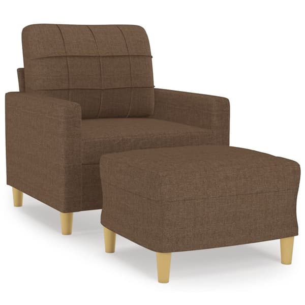 Fåtölj med fotpall Brun 60 cm tyg