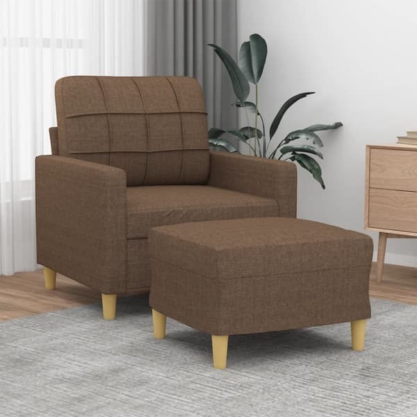 Fåtölj med fotpall Brun 60 cm tyg