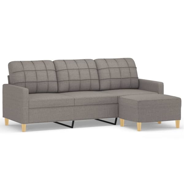 3-sitssoffa med fotpall taupe 180 cm tyg