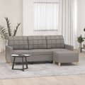 Miniatyrbild 1 av 2: 3-sitssoffa med fotpall taupe 180 cm tyg