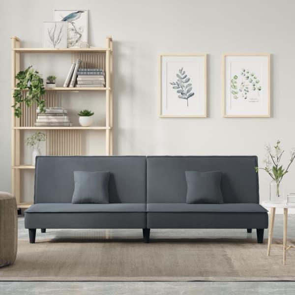 Bäddsoffa mörkgrå sammet