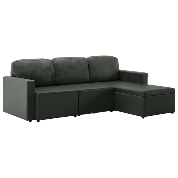 Bäddsoffa modulär 3-sits grå konstläder