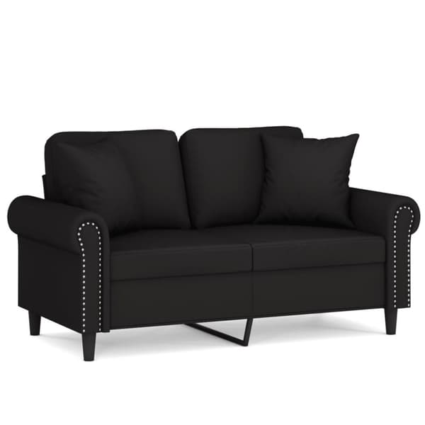 2-sitssoffa med prydnadskuddar svart 120 cm sammet