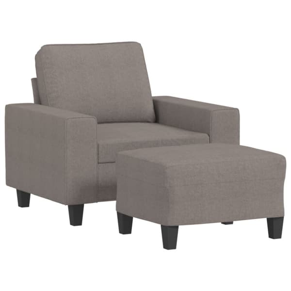 Fåtölj med fotpall Taupe 60 cm tyg