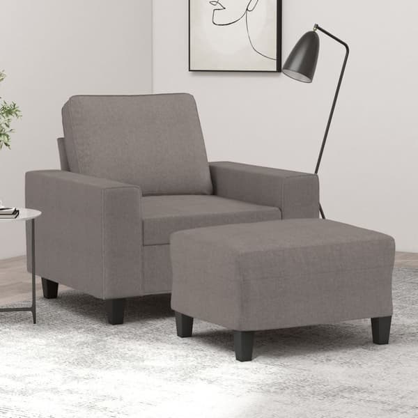 Fåtölj med fotpall Taupe 60 cm tyg