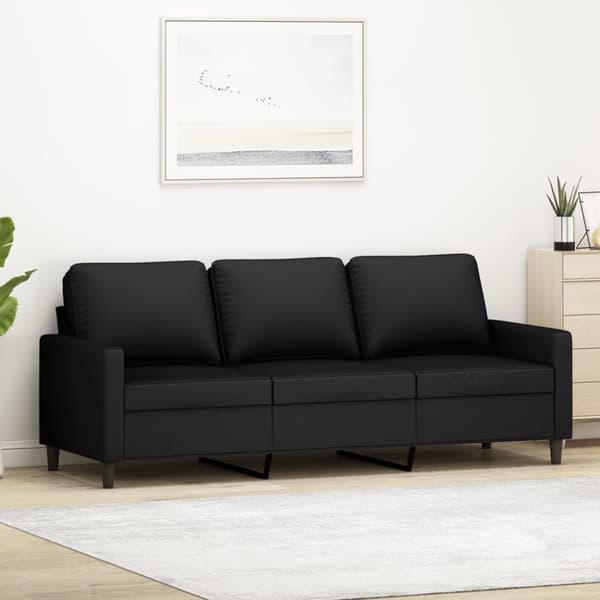 3-sitssoffa svart 180 cm sammet