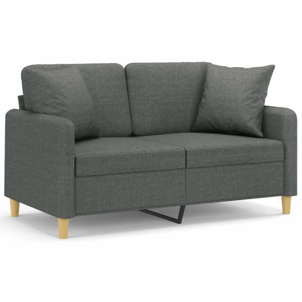 2-sits soffa med prydnadskuddar mörkgrå 120 cm tyg