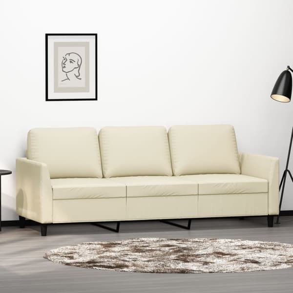 3-sitssoffa gräddvit 180 cm konstläder
