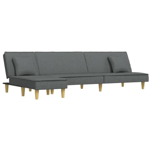 L-formad soffa mörkgrå 255x140x70 cm tyg