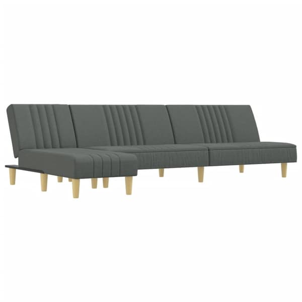 L-formad soffa mörkgrå 255x140x70 cm tyg