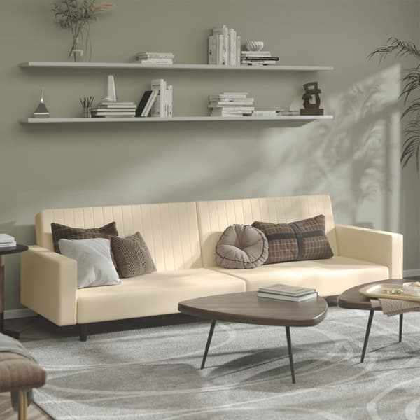 Bäddsoffa 2-sits gräddvit sammet