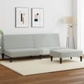 Miniatyrbild 1 av 2: Bäddsoffa 2-sits med fotpall ljusgrå sammet