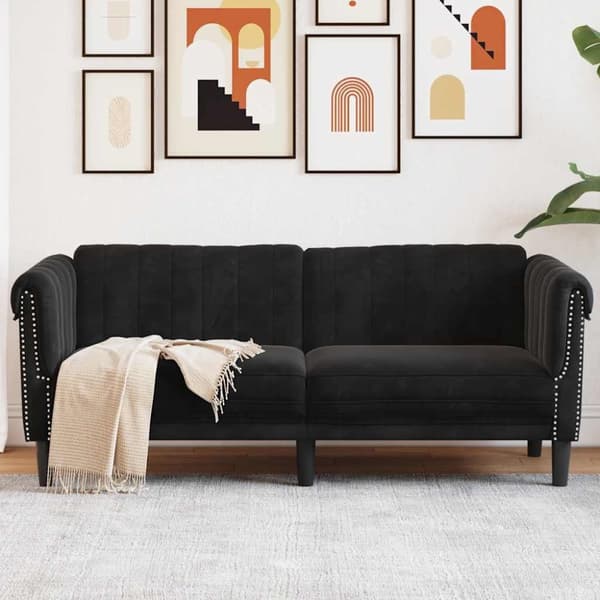 Soffa 2-sits svart sammet