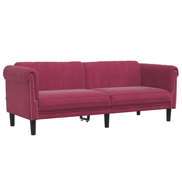 Soffa 3-sits vinröd sammet