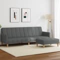 Miniatyrbild 1 av 2: Bäddsoffa 2-sits med fotpall mörkgrå tyg