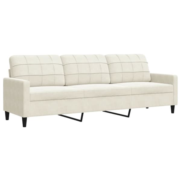 3-sitssoffa gräddvit 210 cm sammet