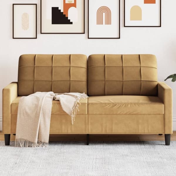 Soffa 2-sits brun 140 cm sammet