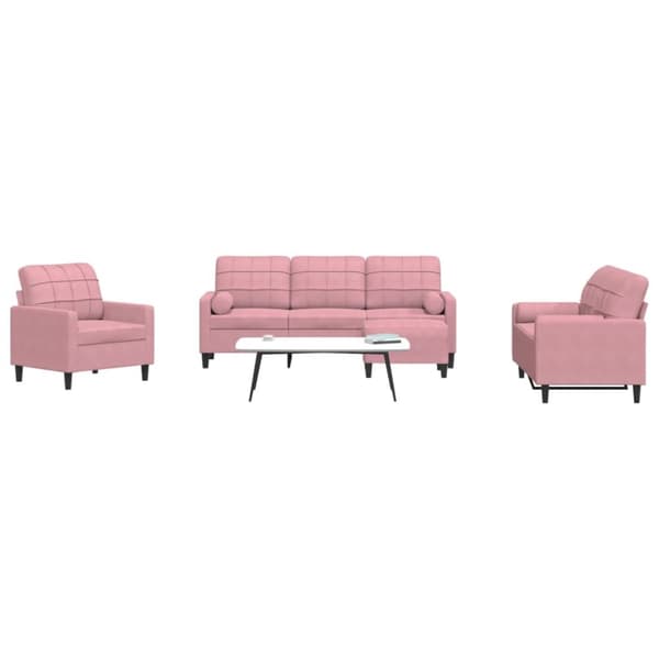 Soffgrupp med dynor och bolster 4 delar rosa sammet