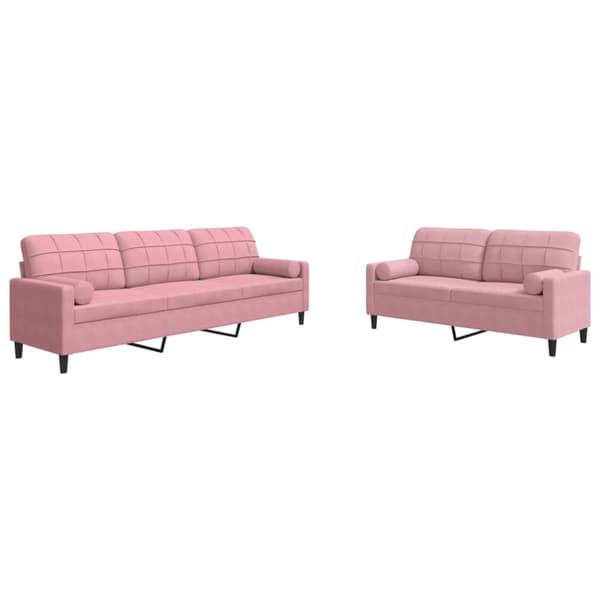Soffgrupp med dynor och bolster 2 delar rosa sammet