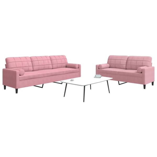 Soffgrupp med dynor och bolster 2 delar rosa sammet