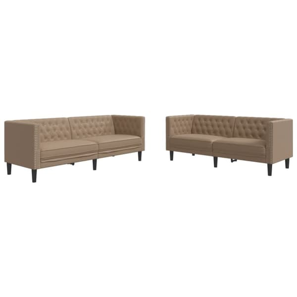 Soffgrupp chesterfield 2 delar cappuccino konstläder
