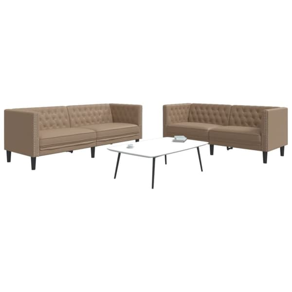 Soffgrupp chesterfield 2 delar cappuccino konstläder
