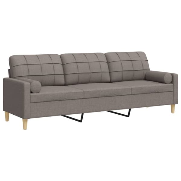 3-sitssoffa med prydnadskuddar taupe 210 cm tyg