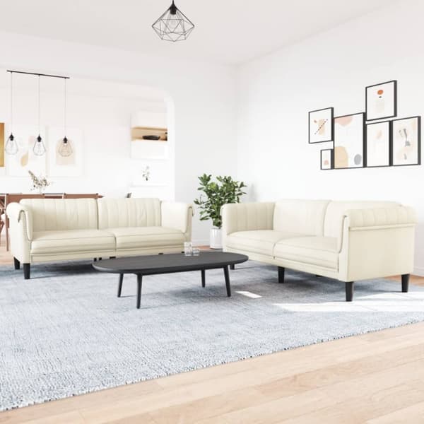 Soffgrupp 2 delar gräddvit sammet